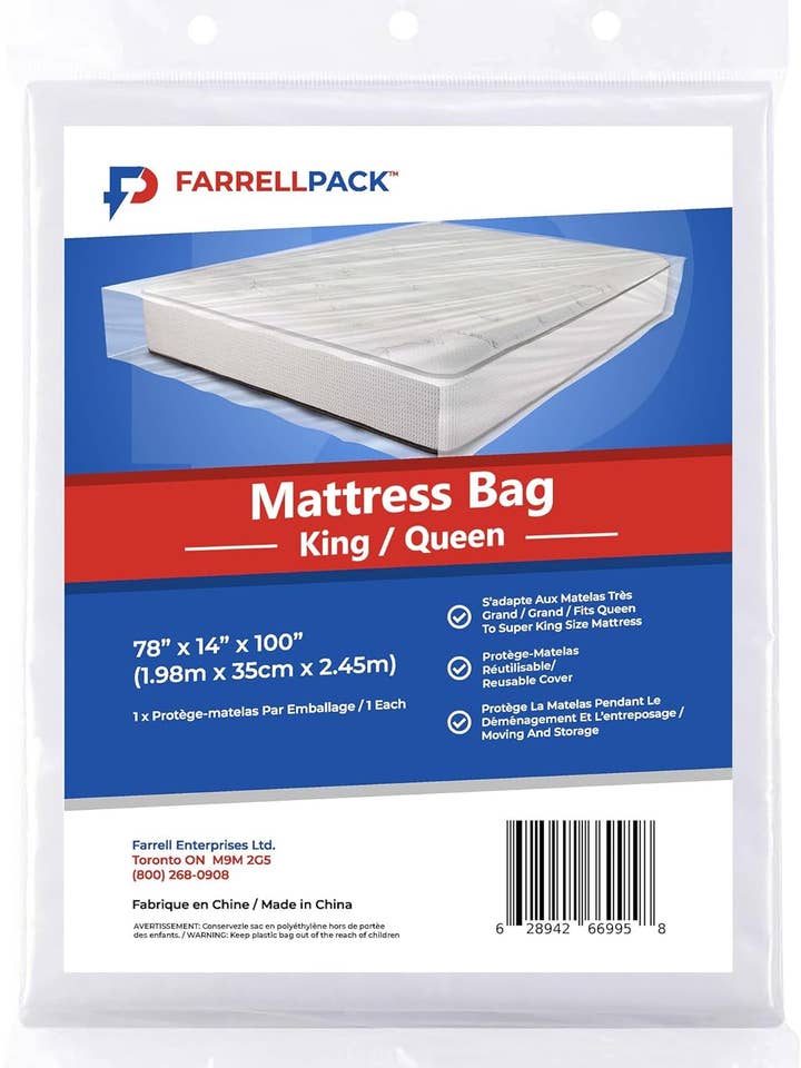 Clear Plastic Mattress Cover for Moving & Storage for wholesale by FarrellPack