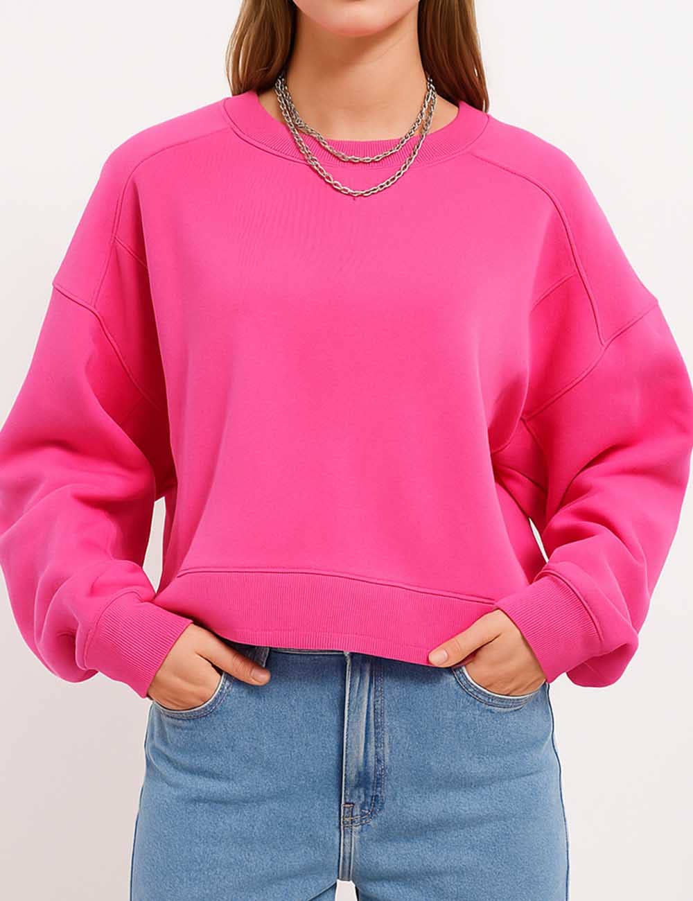 Sweetkama - Wholesale Sweatshirt - Women's - Ladies Solid Color Cropped Pullover SKT52316