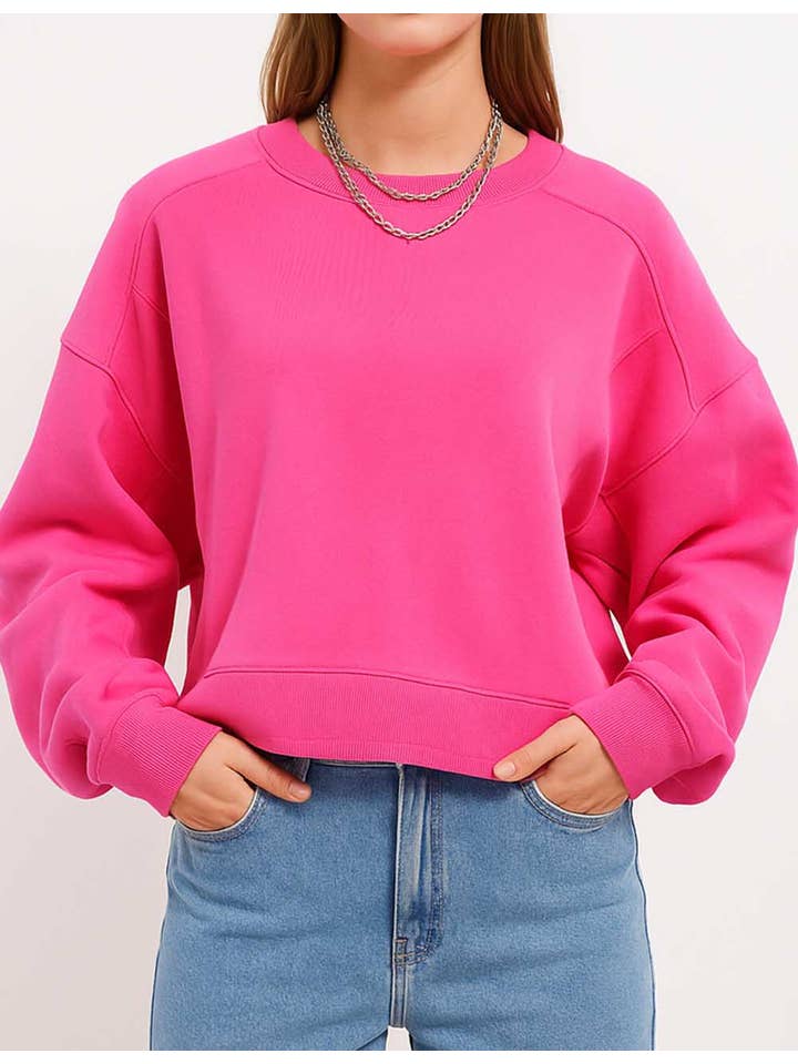 Sweetkama – Großhandel Sweatshirt – Damen – Einfarbiger Kurzpullover für Damen SKT52318