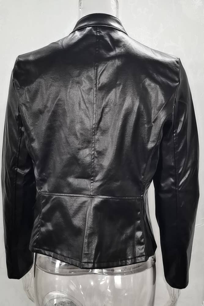 UNISHE - Wholesale Leather Jacket - Women's - PU Leather Zipper Short Jacket ZK3653