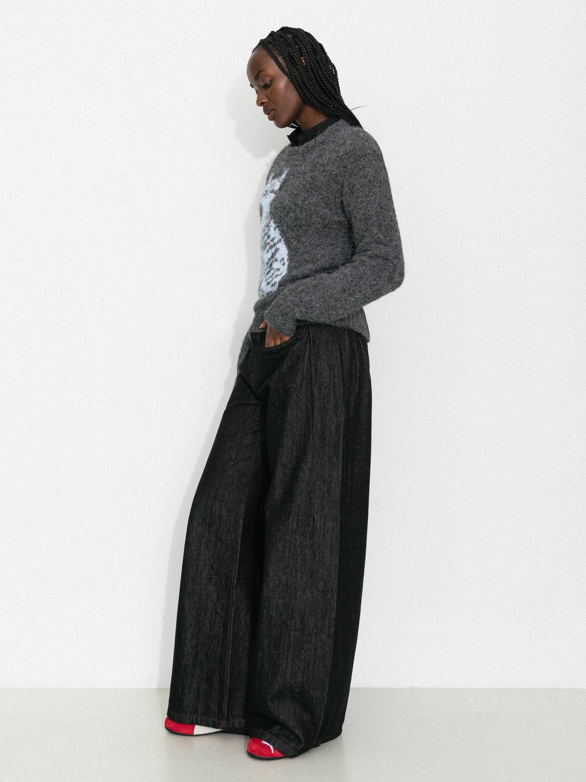 CUBIC - Wholesale Knit Sweater - Women's - CUBIC Cat Print Wool Blend Sweater14