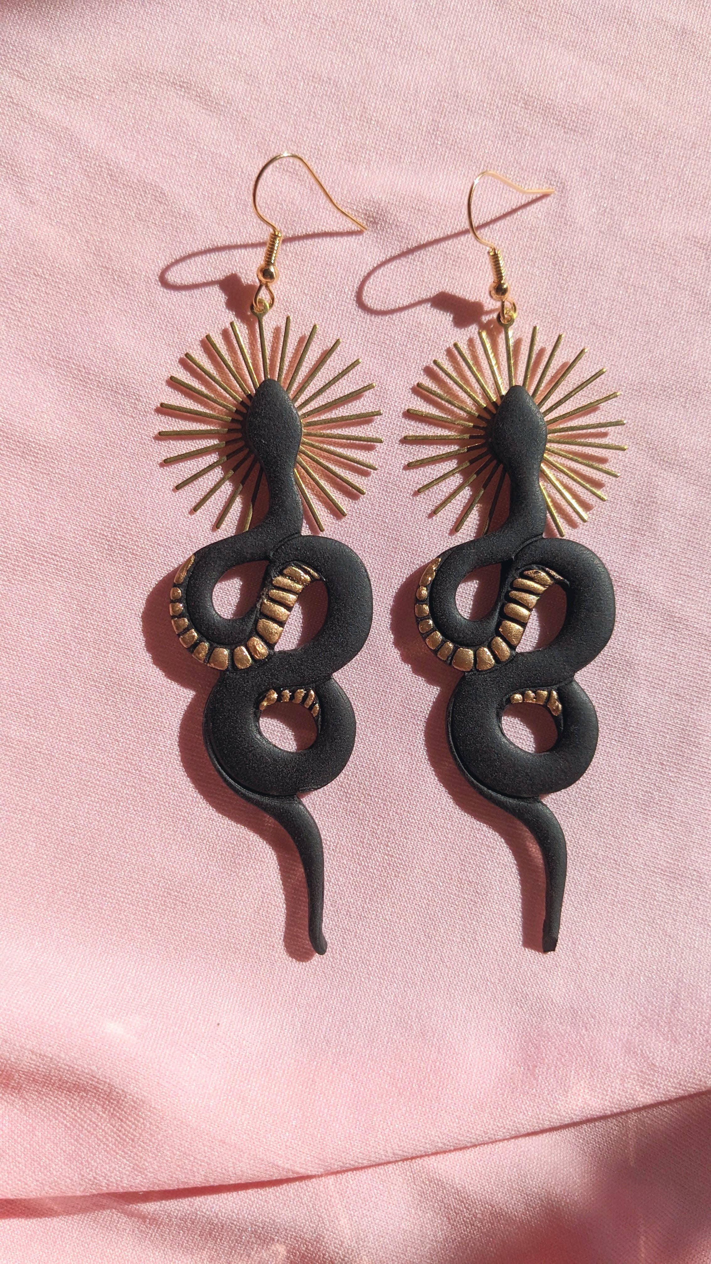 Xandra Page Co. - Wholesale Dangle Earrings - Divine Serpent Snake Earrings | Boho Polymer Clay Earrings2