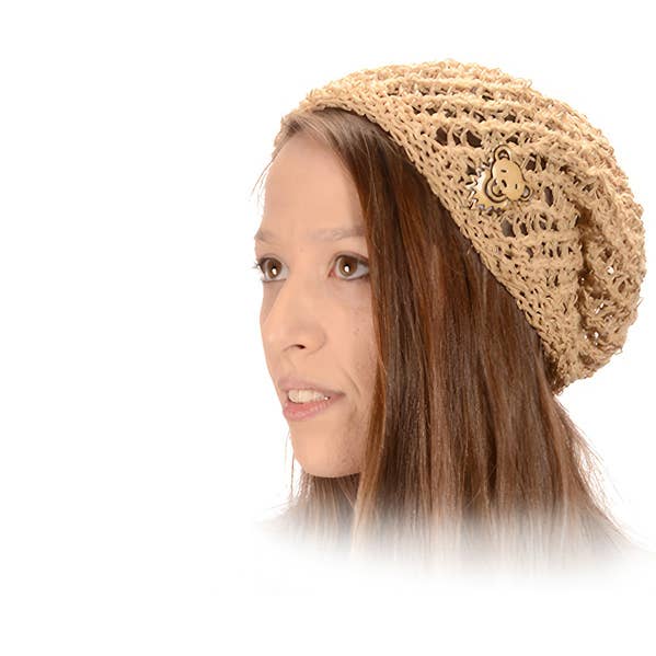 Grateful Dead Bear Bone Button Hemp and Cotton Head Sock Hat for wholesale by Gypsy Rose