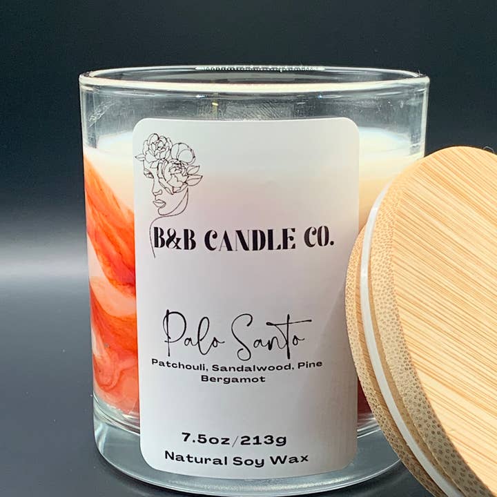 B&B Candle Co. - Wholesale Jar/Filled Candle - Palo Santo Scented Candle with Incense and Patchouli Aromas