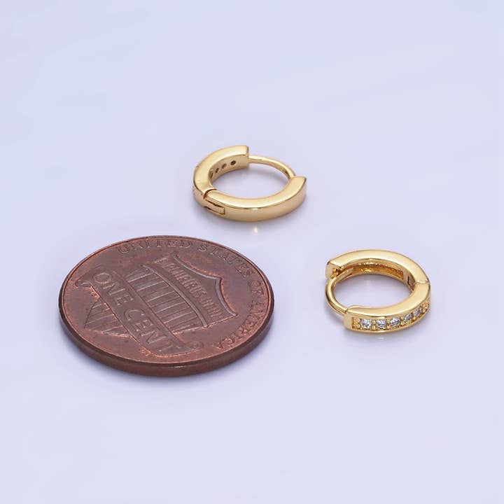 Aim Eternal - Wholesale Huggie Earrings - 14K Gold Filled 10mm CZ Lined Cartilage Huggie Earrings
