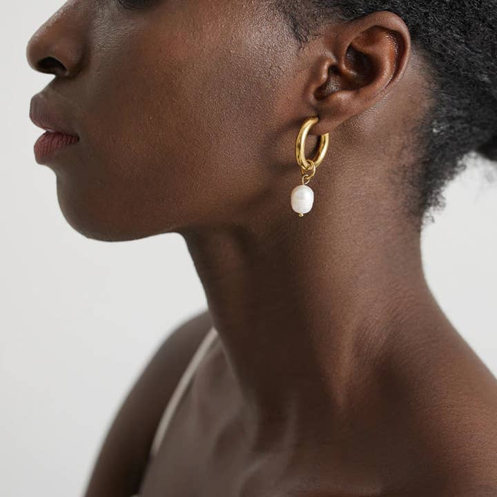 Selena - brincos de pérola de ouro por atacado de MeloMelo