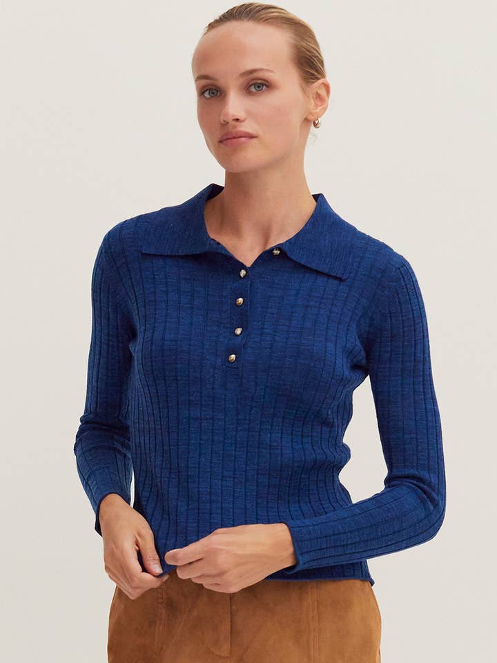 CT9523 - Haut Polo Pull à Manches Longues Côtelé Chels pour la vente par Crescent