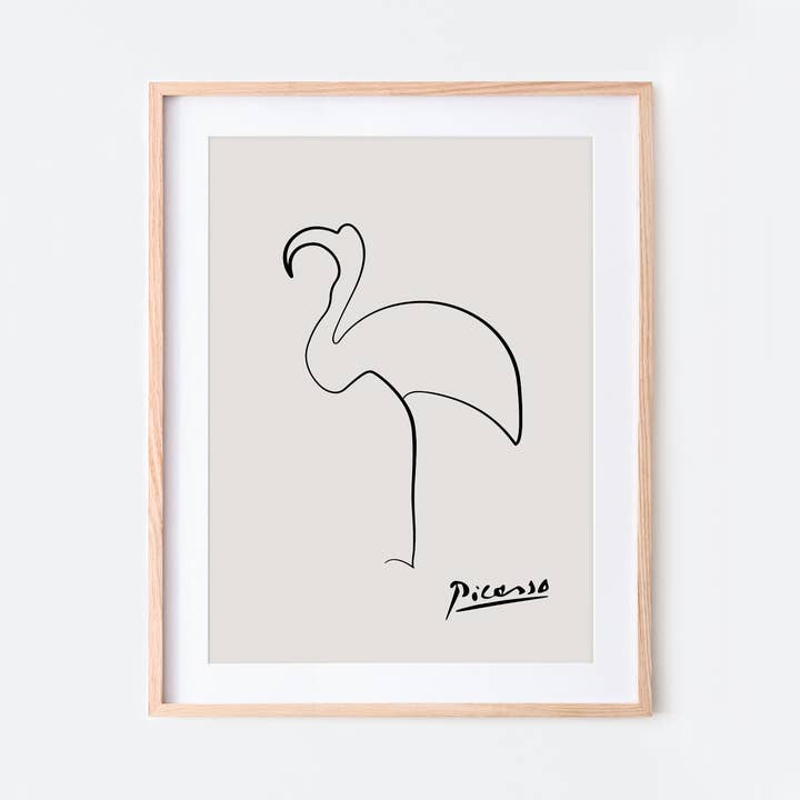 Sugar & Canvas – Impressão artística por atacado – Pablo Picasso Flamingo Linha Desenho Arte Print P353