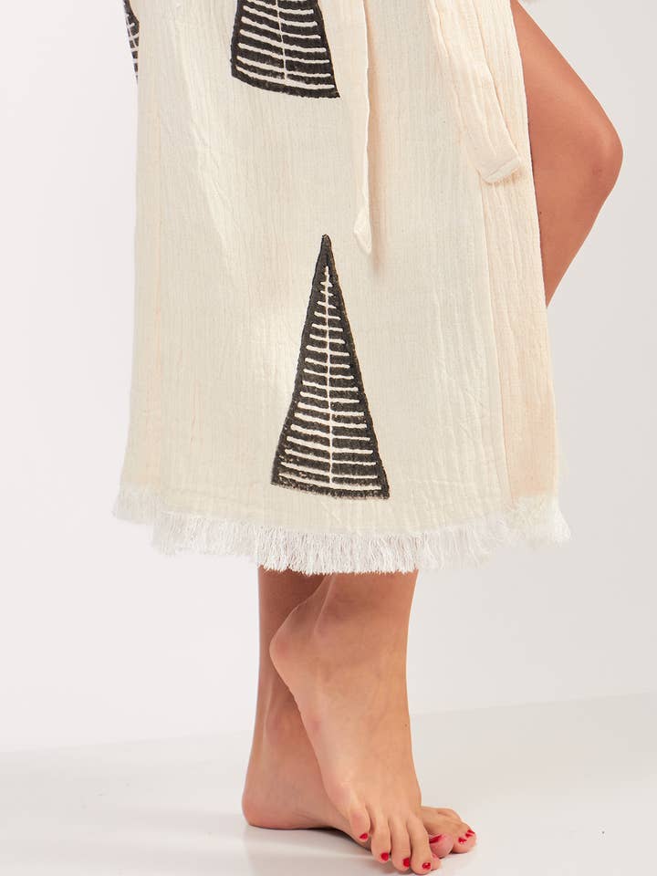 Yaz Concepts - Venta al por mayor Kimono - Mujer - Kimono turco de muselina de algodón con estampado de pirámides orgánicas, blanco7