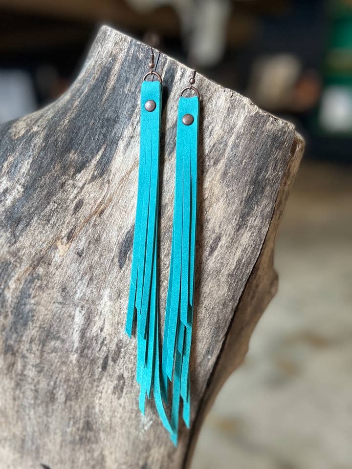 Leather Fringe Earring for wholesale by AK Leather Co.