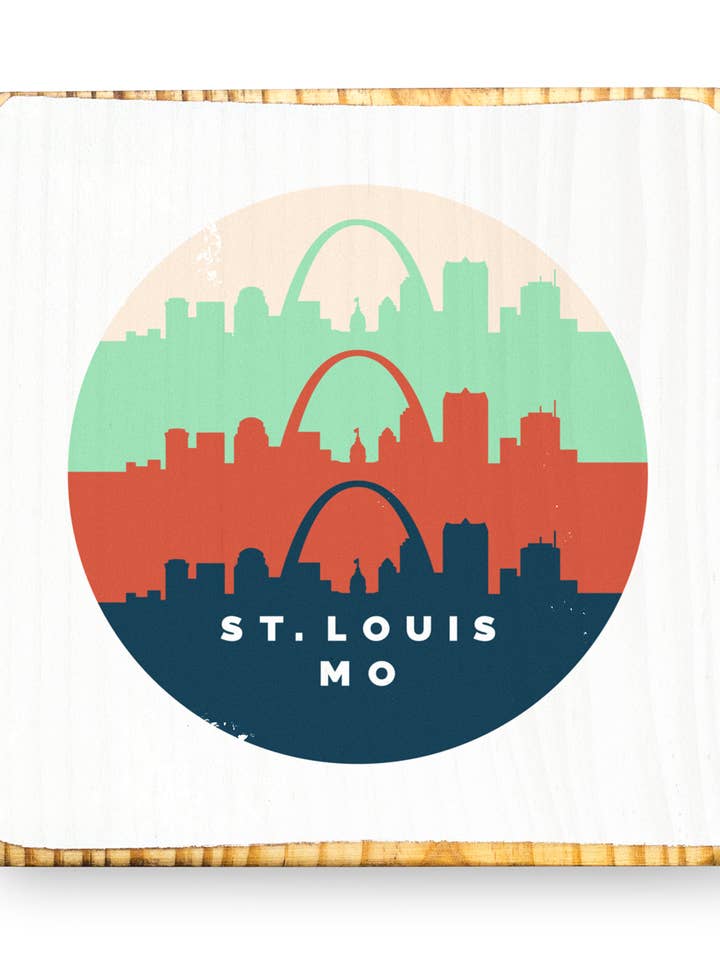 San Luis, Misuri, Retro Skyline - Arte de madera para venta al por mayor de ARCHd