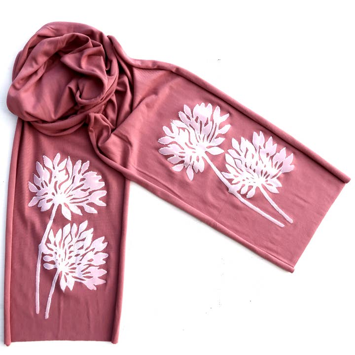 Skinny Scarf - Allium (white ink) for wholesale by Windsparrow Studio