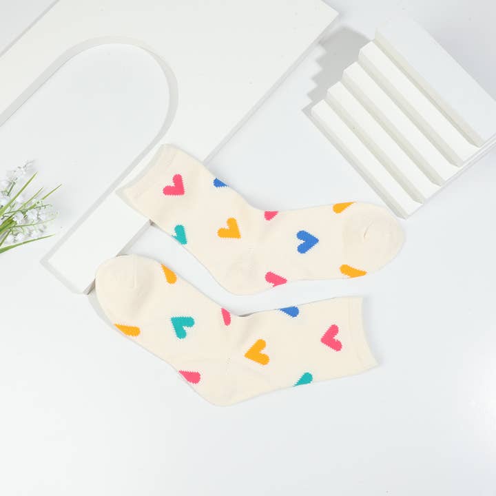 Multi heart sock pairs for wholesale by INES DELAURE