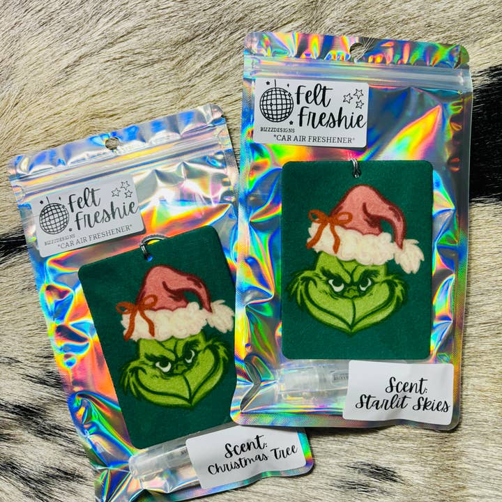 Bizzz Designs - Wholesale Car Freshener - Women's - Grinchmas Cheer Felt Freshies - Christmas Car Air Fresheners