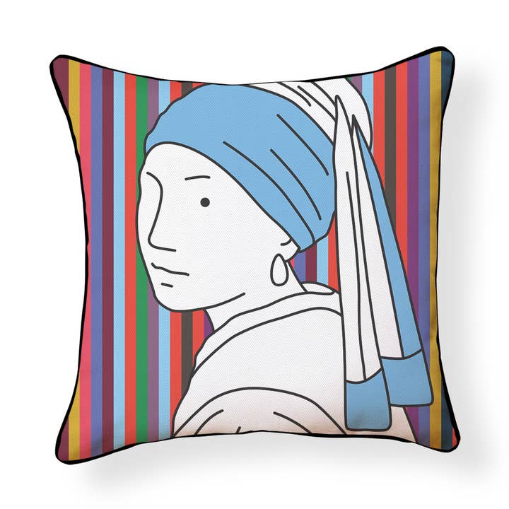 Modern Girl with a Pearl Earring Pillow Case for wholesale by Naked Decor