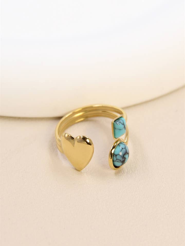 Rostfritt Stål Hjärtring Med Sten för wholesale av BELLISSIMA BIJOUX