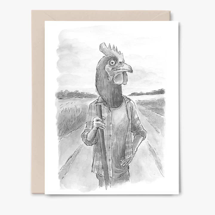 "Chicken Head" A2 greeting card, set of 6 - Tom Shannon for wholesale by Apricity Press