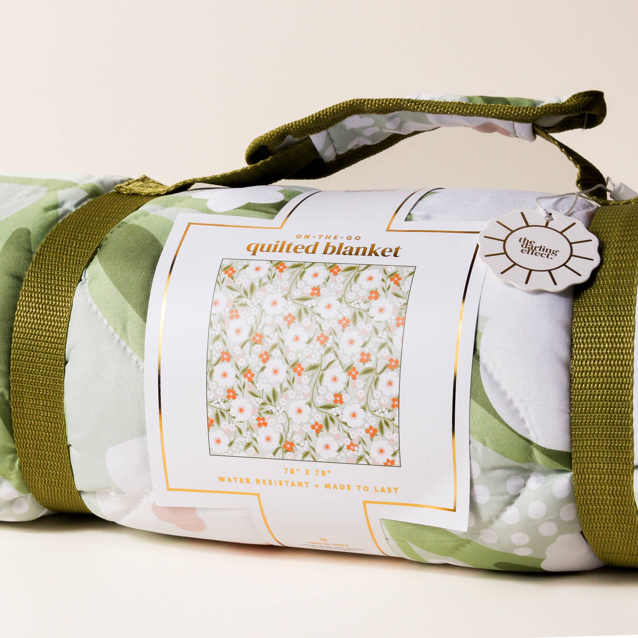 The Darling Effect - Wholesale Picnic Blanket - On-the-Go Quilted Blanket-Floral Haven Sage2