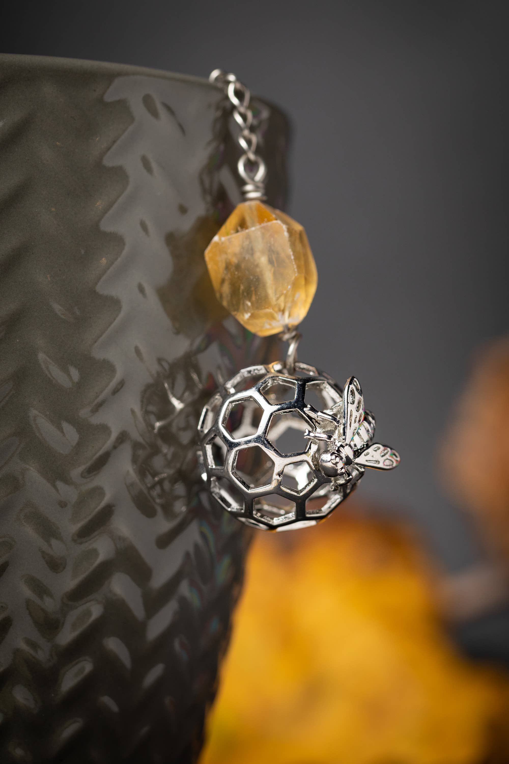 Kinley Jewelry - Wholesale Tea Strainer/Infuser - Tea Infuser Honey Bee Charmed with Honey Calcite Stone Gift2