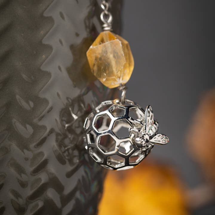 Kinley Jewelry - Wholesale Tea Strainer/Infuser - Tea Infuser Honey Bee Charmed with Honey Calcite Stone Gift2