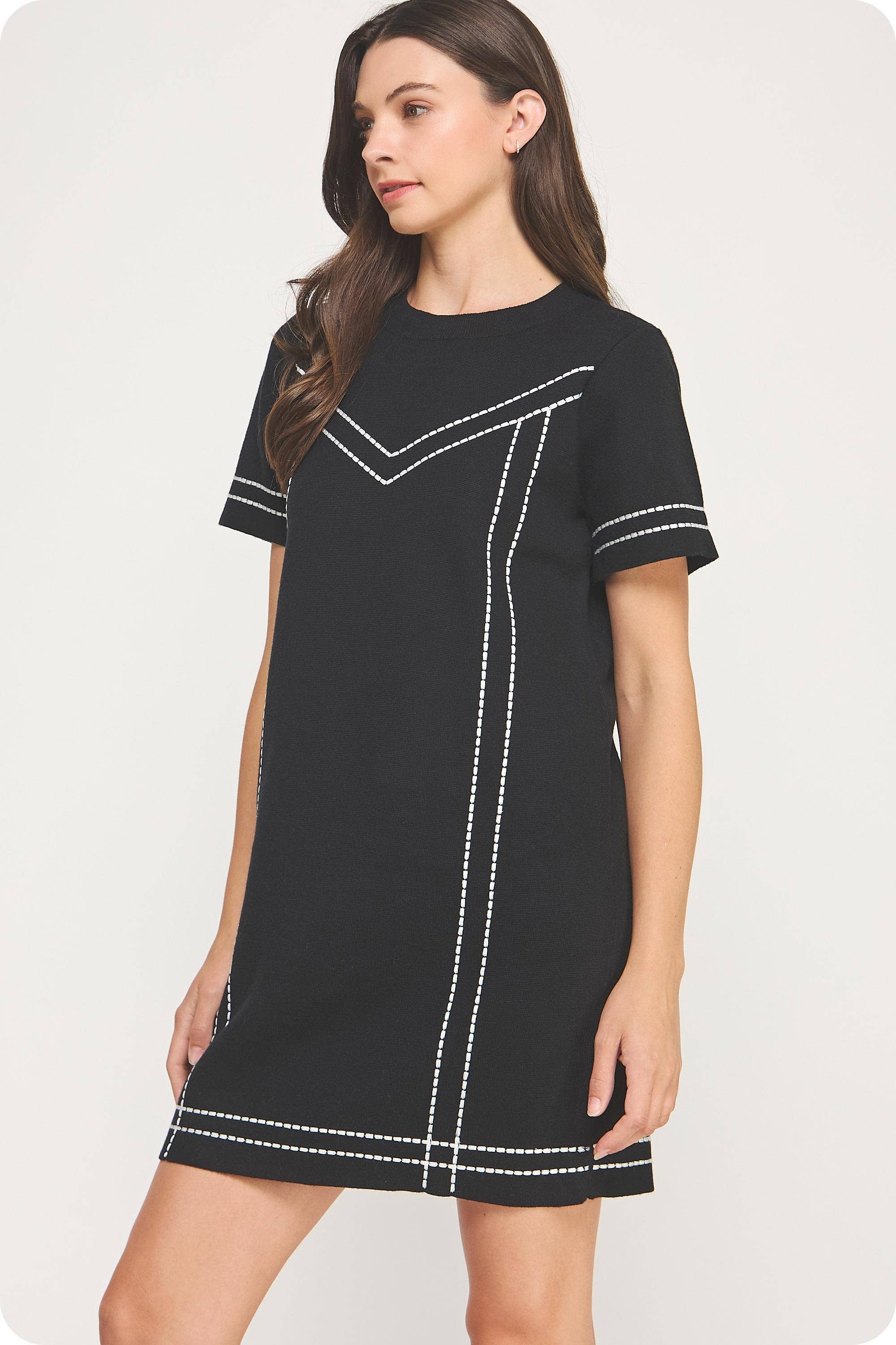Strut & Bolt - Wholesale Dress - Women's - Thick Stitch Embroidery Knit Tee Mini Dress8