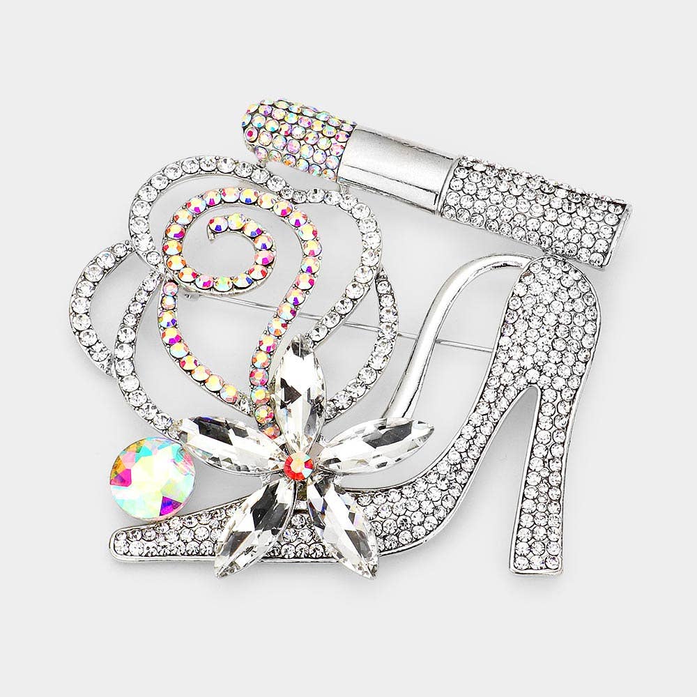 Sensibling Corp. - Vente Broches - Broche Rouge à Lèvres Fleur Talon Haut Pavé de Strass9