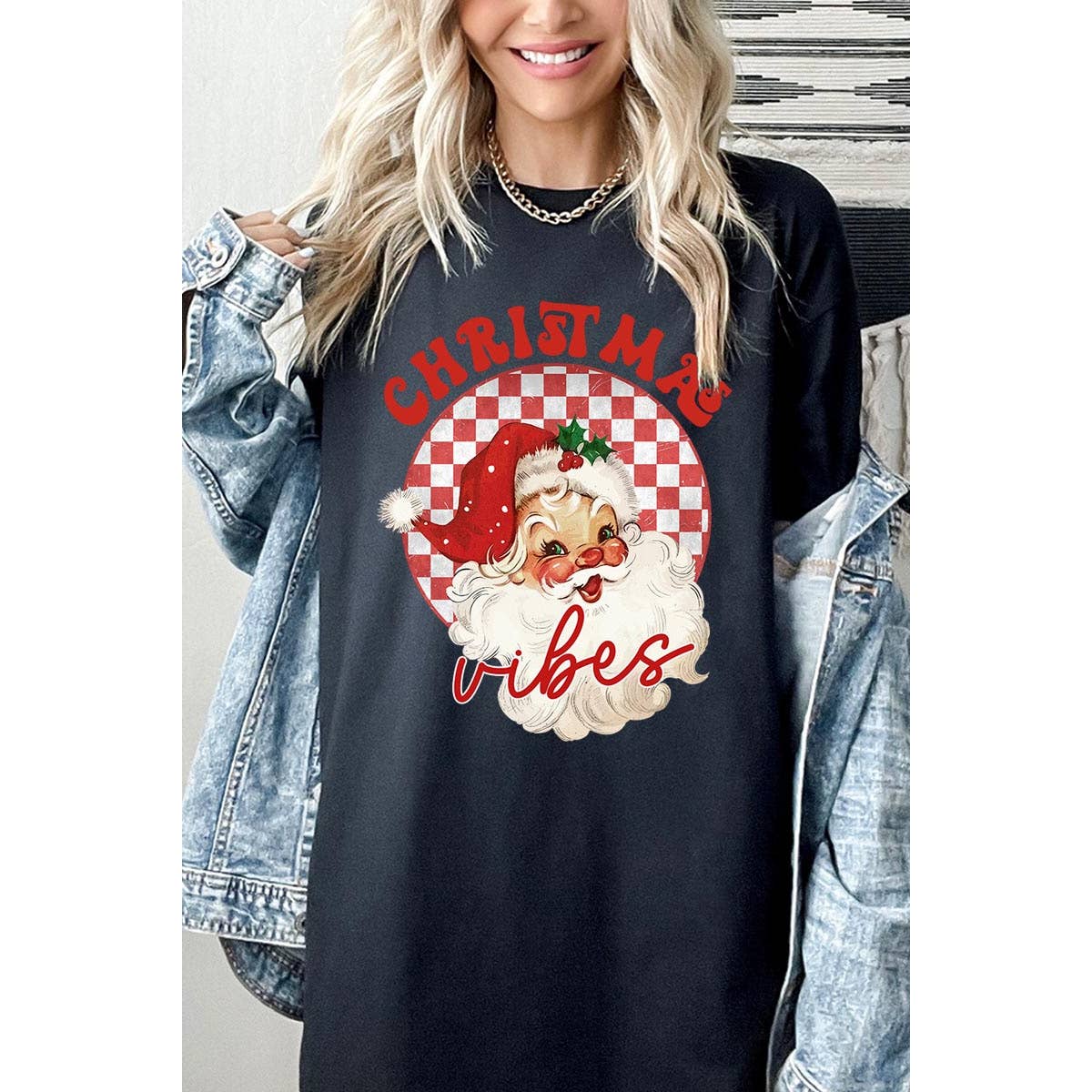 COLORBEAR – wholesale T-shirt (graphic) – women's – CHRISTMAS VIBES,SANTA CLAUS HEAVY COTTON UNISEX SHORT SLEEVE1