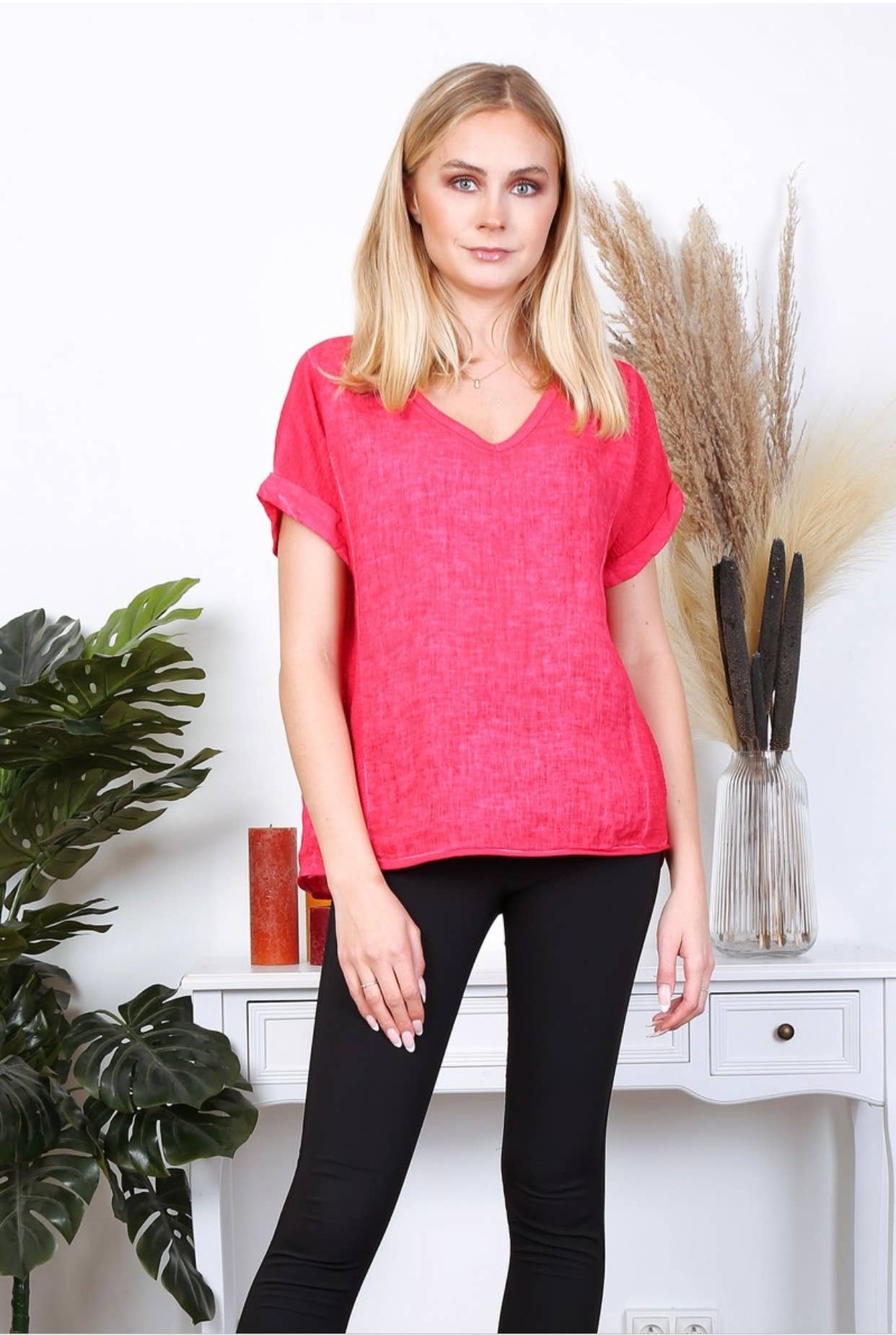 LÉA & LUC - Vente T-shirt – femme - T-Shirt texturé en 100% lin REF. 65118