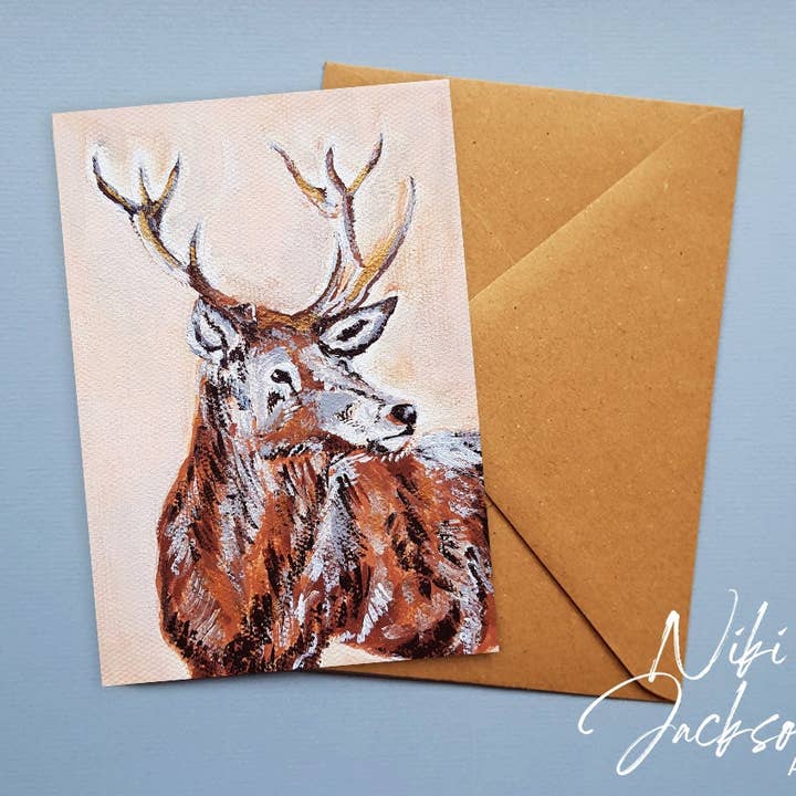 Autumn Stag Greeting Card for wholesale by Niki Jackson Art