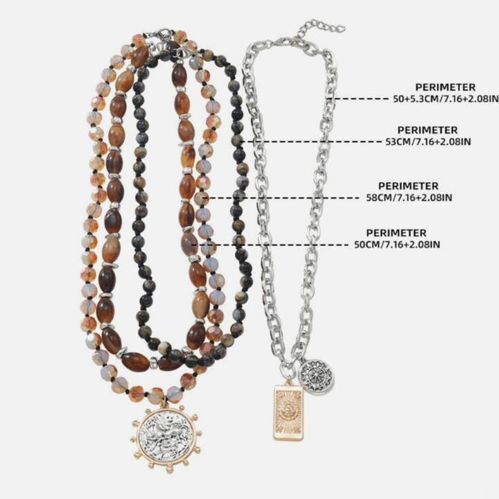 HoopLa - Vente Parures de bijoux - Collier Bohème Perlé Mixte 4 - Pièces, Cheval-Métal Recyclé4