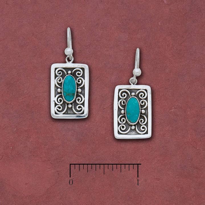 Turquoise Earrings w/ Swirls for wholesale by Tidepool
