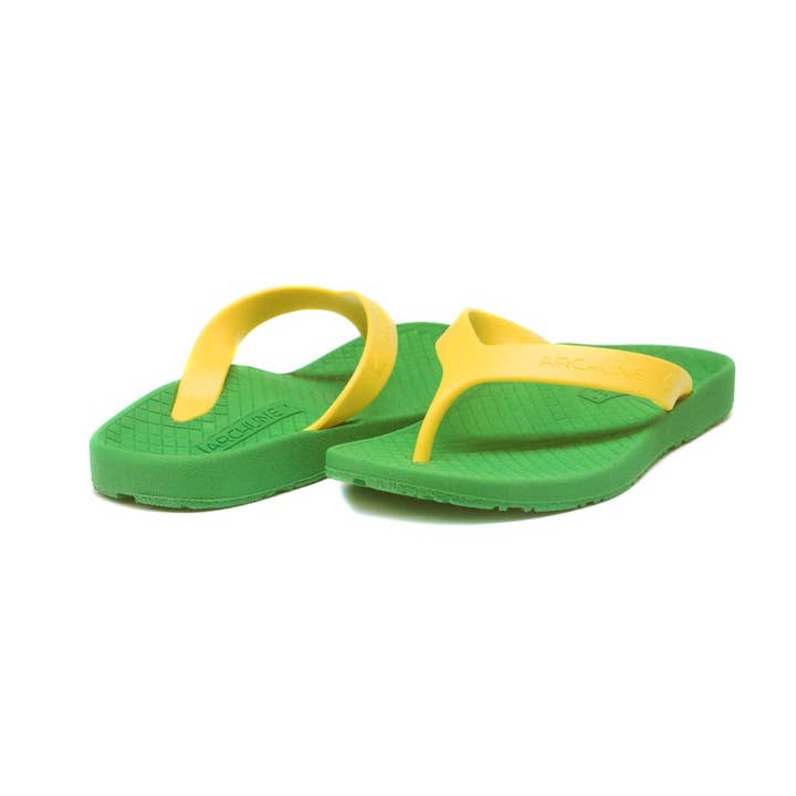axign - Wholesale Sandals – Kids - Archline Kids Orthotic Flip Flops – Green/Gold8