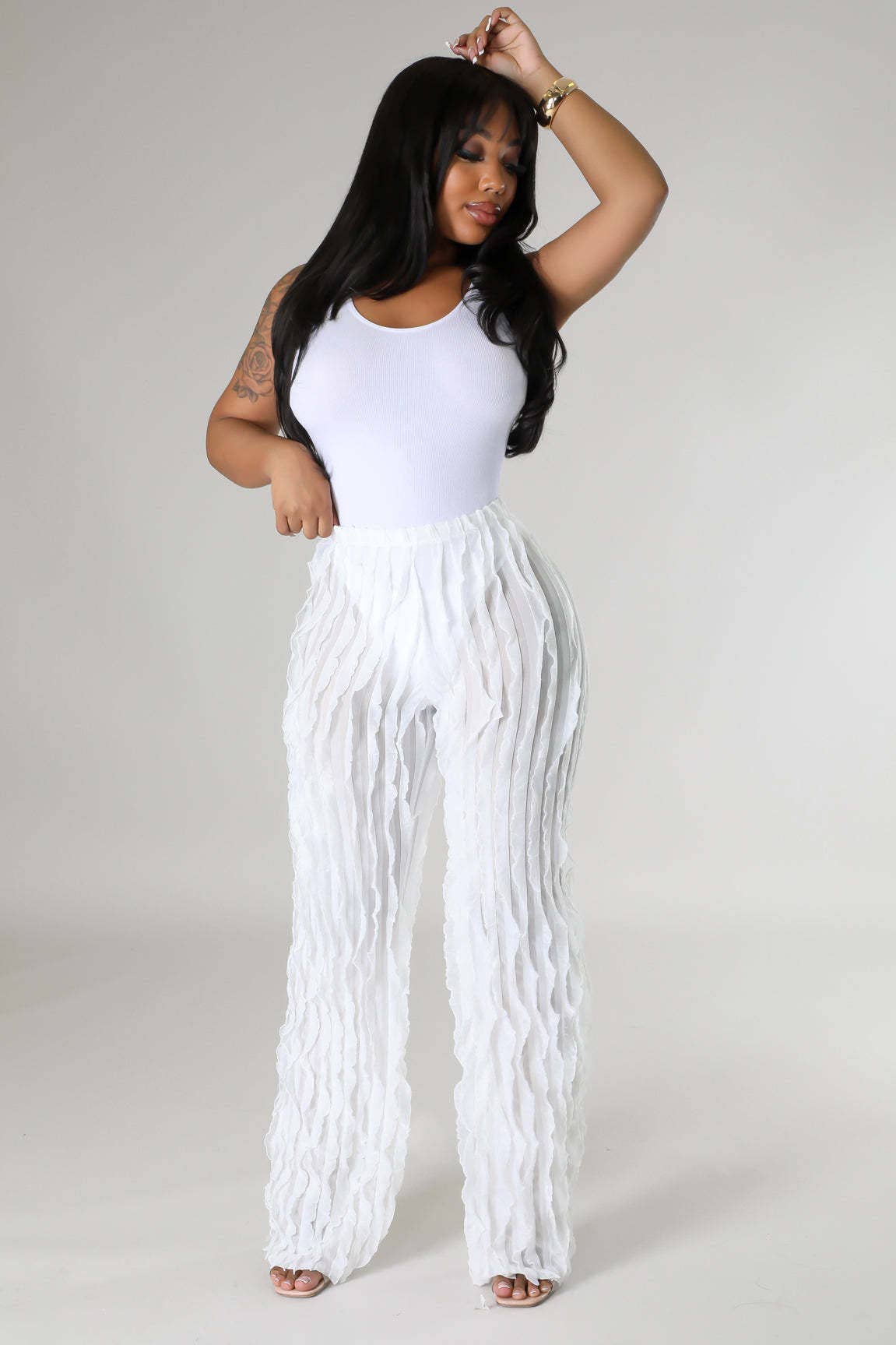 MB Fashion Wholesale - Wholesale Pants - Women's - MB FASHION High-Waisted Ruffle Wide-Leg Pants 1873LY13
