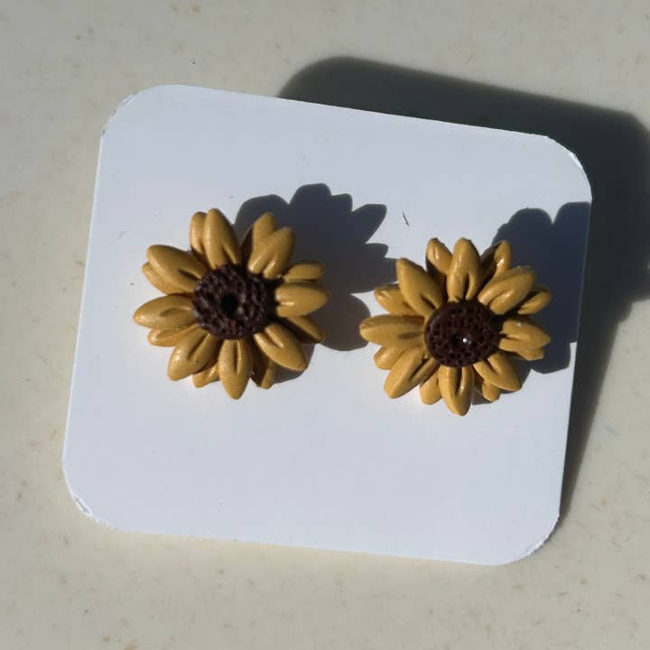 Sunflower Polymer Clay Stud Earrings for wholesale by Miss Mattie Bleu's