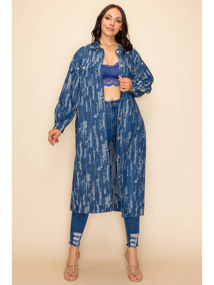 QMP Moda - Wholesale Denim Jacket - Women's - OVERFITTING DENIM JACKET WITH POCKETS