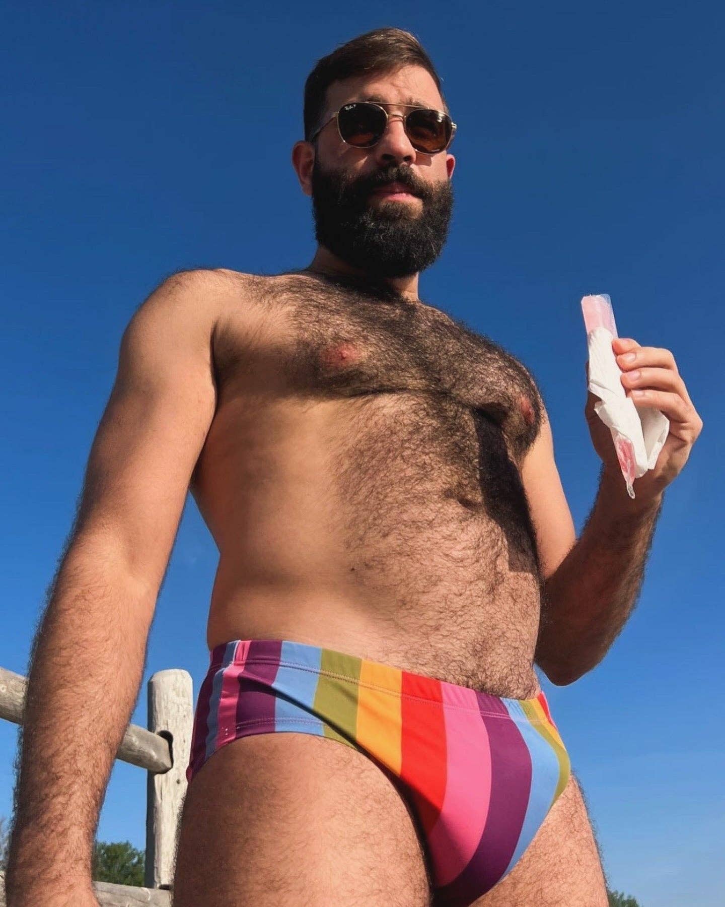 Pander - Wholesale Swim Bottoms - Men's - Pastel Rainbow Stripe Swim Brief6