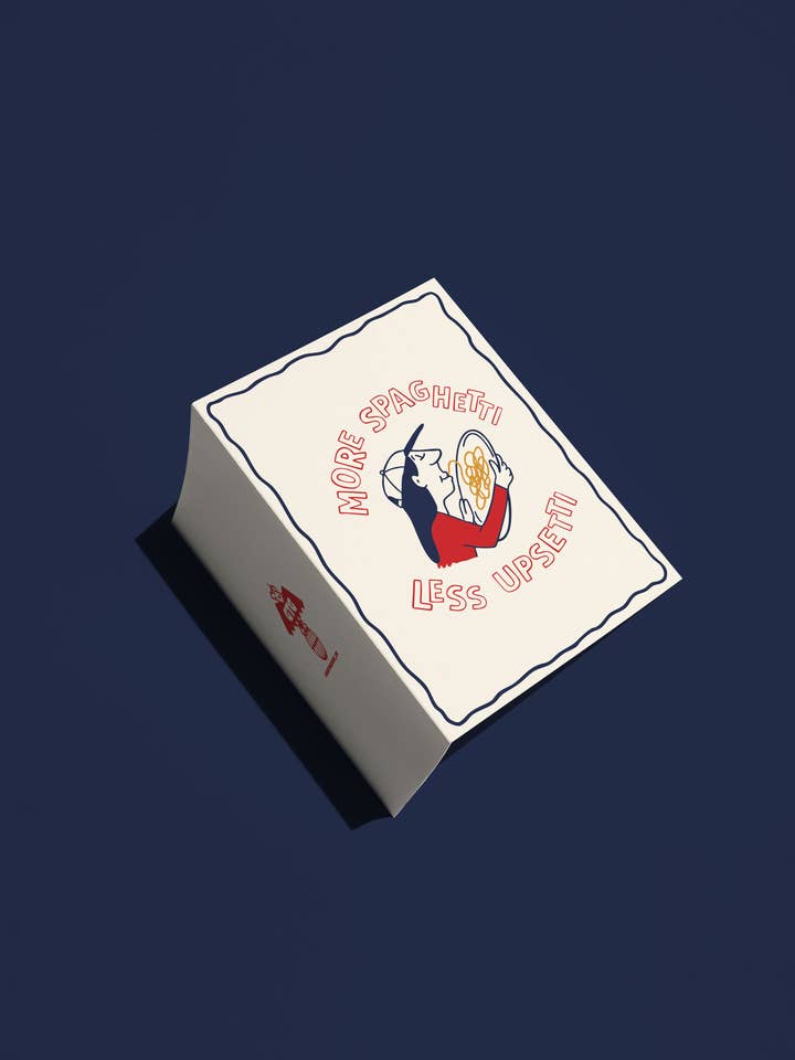 More Spaghetti, Less Upsetti Greeting Card for wholesale by Good Time Goods