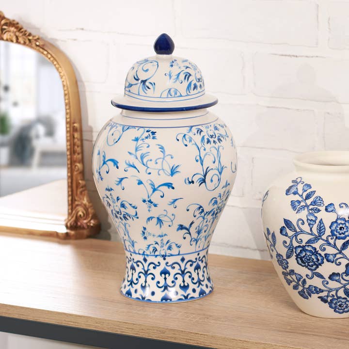 Primitives by Kathy - Wholesale Decorative Plate/Dish/Bowl - Large Indigo Temple Jar2