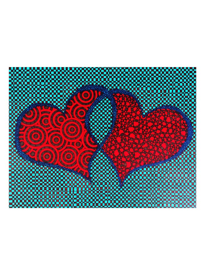 Dubbel hjärta konsttryck för wholesale av artisticle