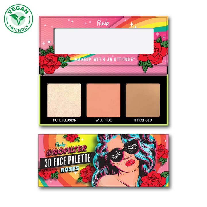 NoFilter 3D Face Palette - Roses for wholesale by Rude Cosmetics