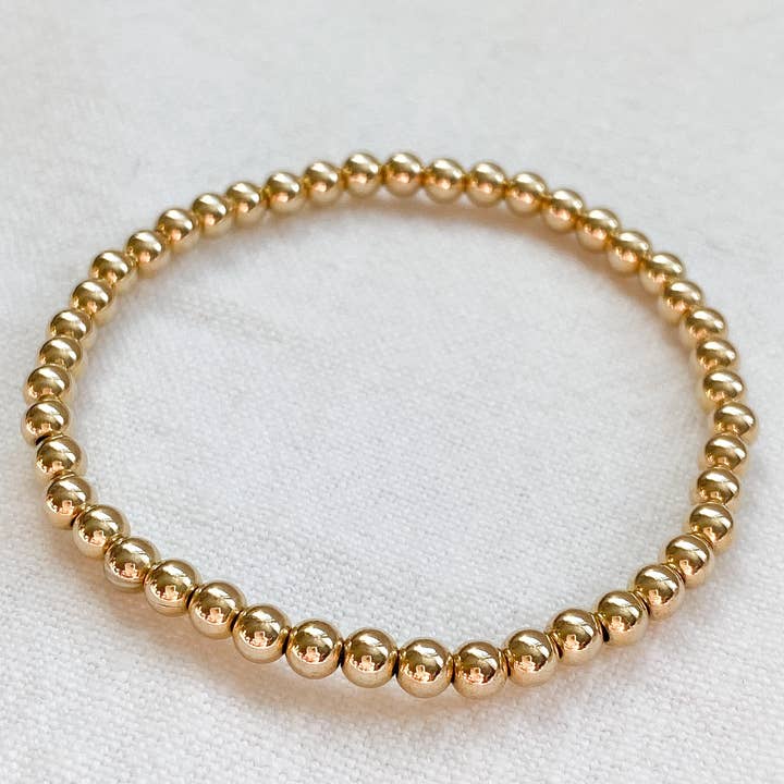 4MM BEADED BRACELET - GOLD for wholesale by Luci and Lola