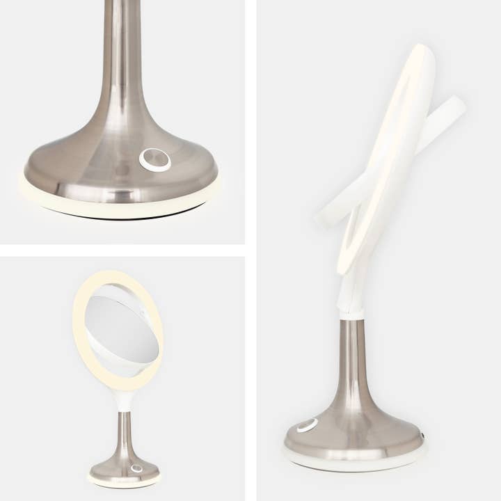 White Mood Therapy Lighted Makeup Mirror with Magnification for wholesale on Faire4