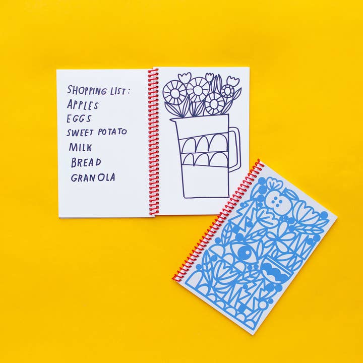 Lisa Congdon Art & Illustration - Wholesale Journal/Diary - Blank Journal with Red Spiral - Manzanita Blue4