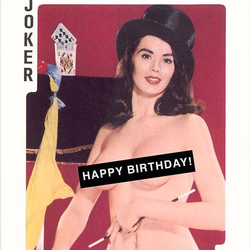 Found Image Press - Wholesale Art Print - Art Print HB-595 Joker Card with Nude Woman0