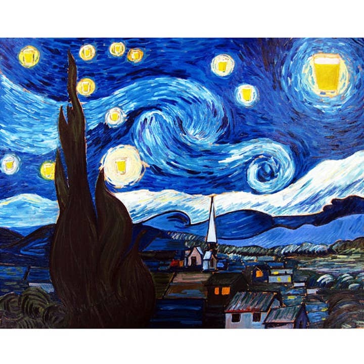 Starry Pint Print, Van Gogh Beer Parody for wholesale by Real Art Is Better