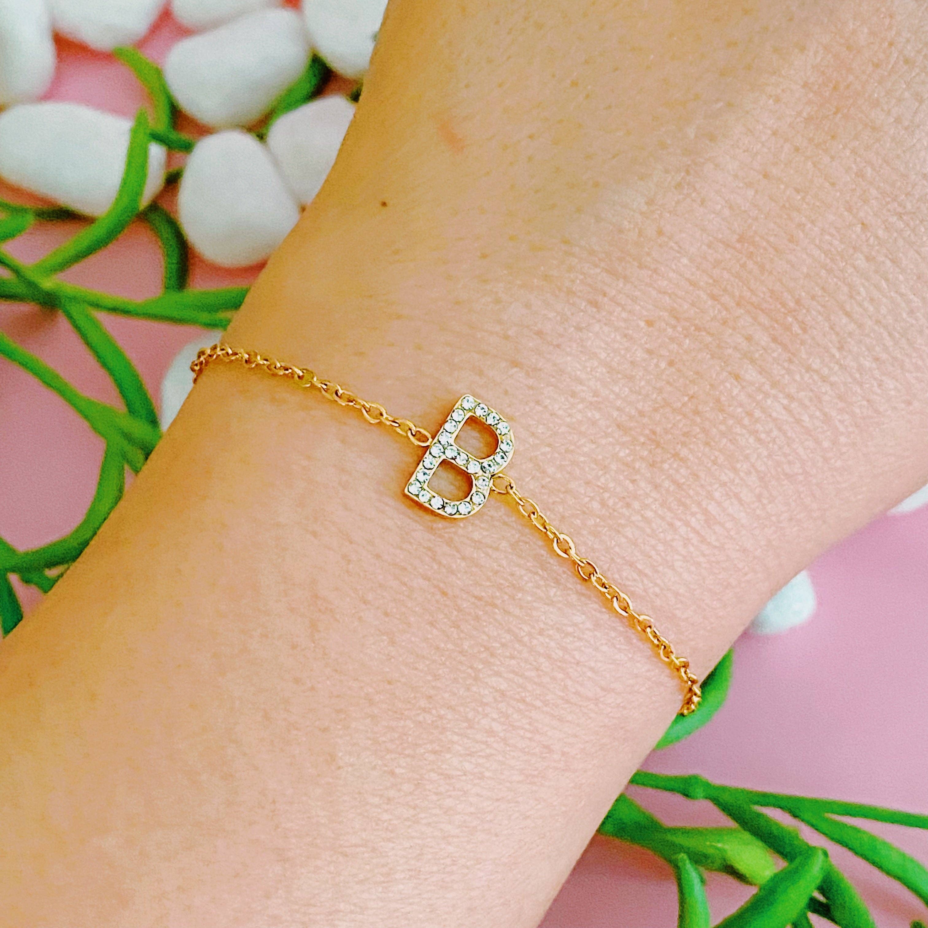 Ellison+Young - Wholesale Charm/Dangle Bracelet - Dainty Sparkle Initial Bracelet1