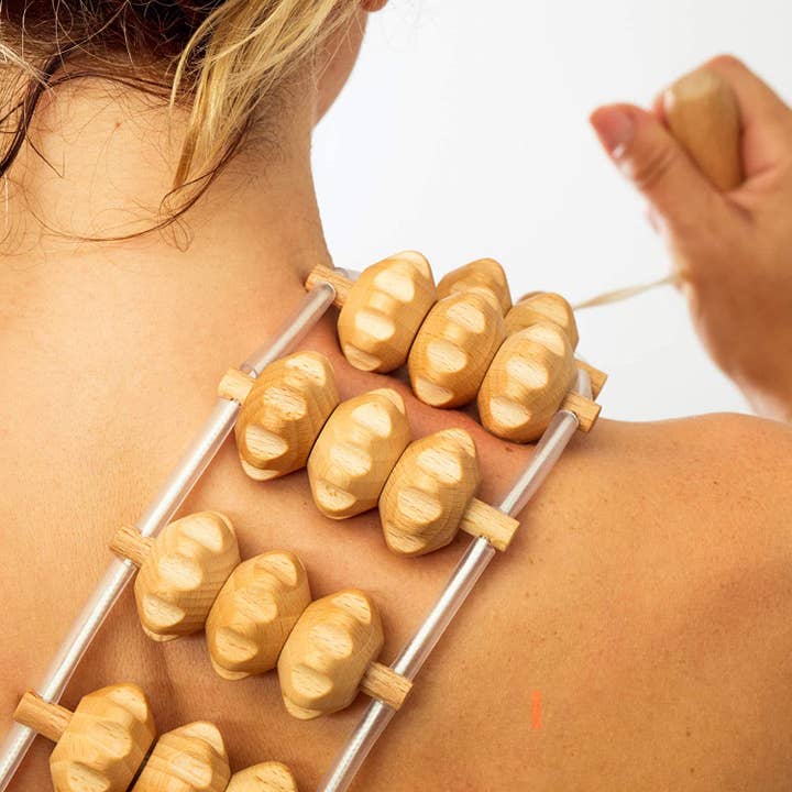 Tuuli GmbH - Venta al por mayor Masajeador corporal - Rodillo Masajeador de Madera para Espalda con Cuerda de 120 cm2