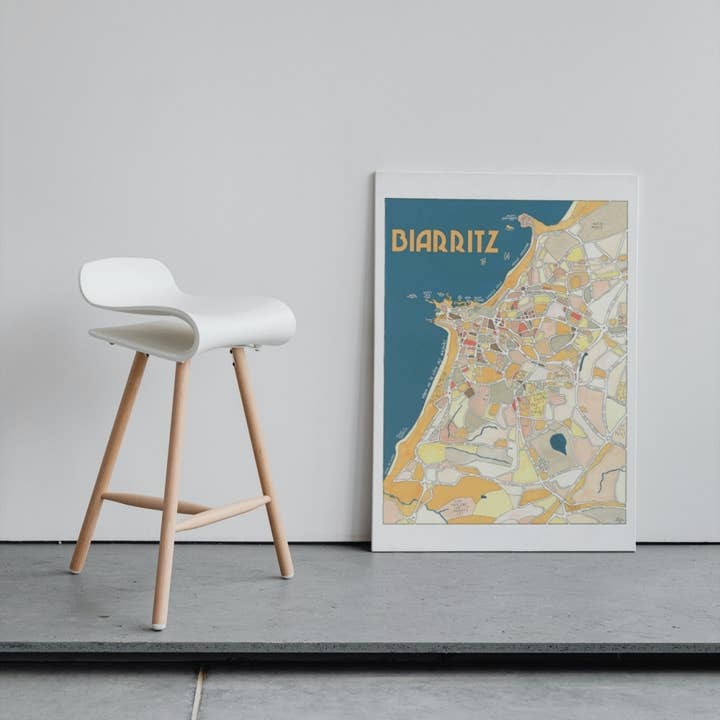 Póster de BIARRITZ - Ilustración de diseño de mapa de la ciudad para venta al por mayor de EmYLo
