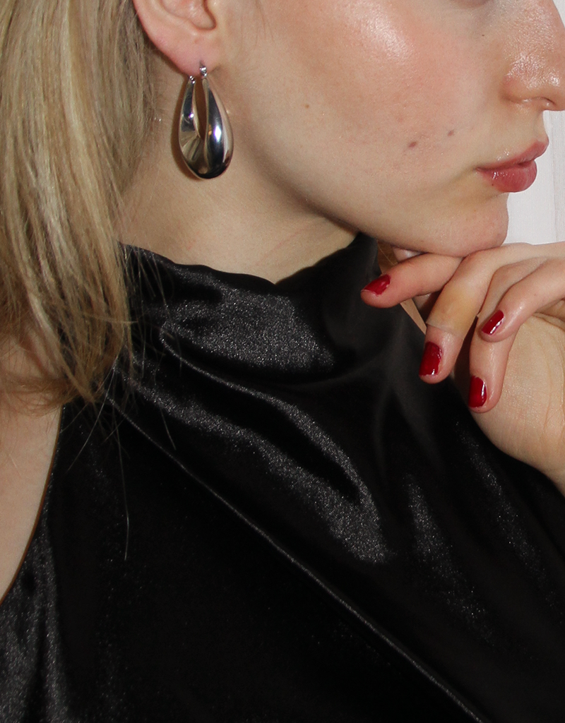 SILVER GINA TEARDROP HOOP EARRINGS for wholesale on Faire0