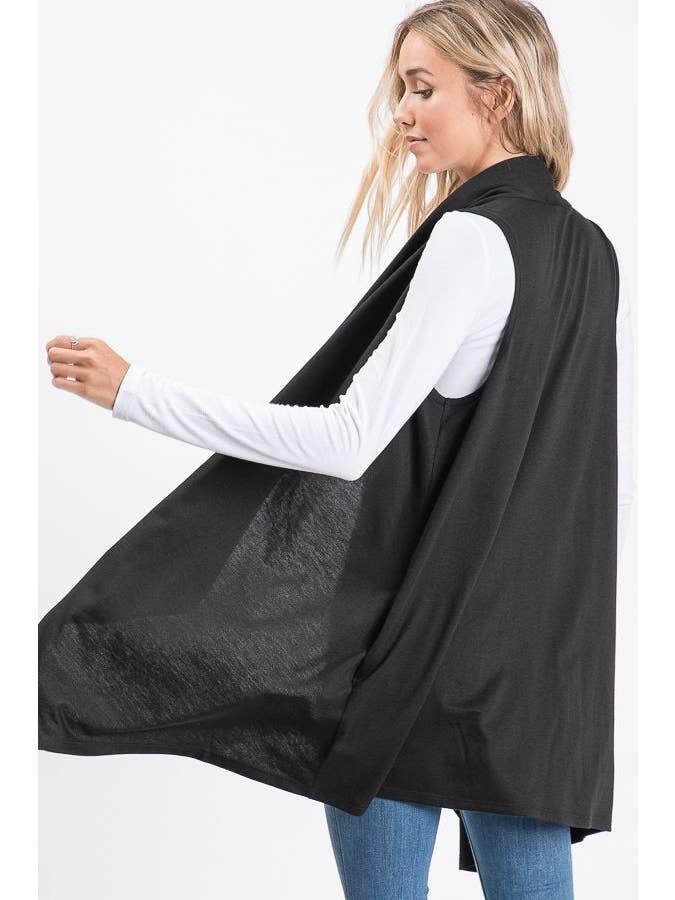 Stylish Wholesale - Wholesale Outerwear Vest - Women's - SOLID DRAPED VEST HMSJ1003-995